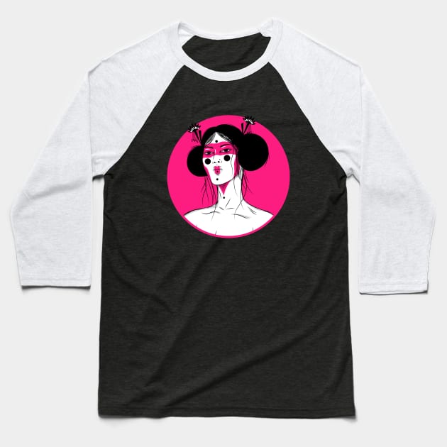 Geisha style Baseball T-Shirt by Priscila Floriano